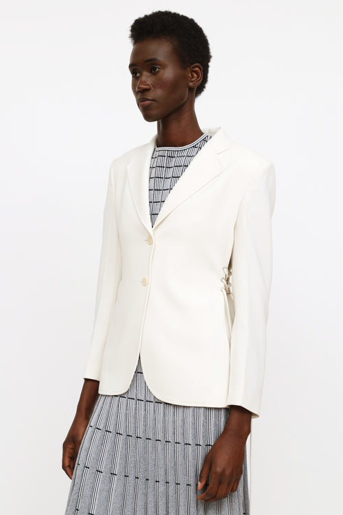 Theory Cream Single Button Lace Tie Blazer