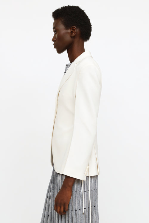 Theory Cream Single Button Lace Tie Blazer