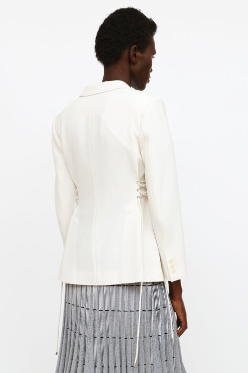 Theory Cream Single Button Lace Tie Blazer