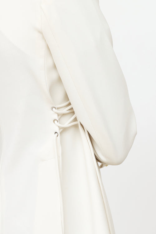 Theory Cream Single Button Lace Tie Blazer