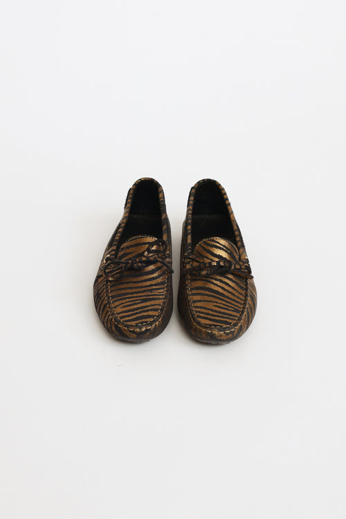 Tod
s Black 
Gold Embossed Loafers