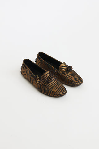 Tod
s Black 
Gold Embossed Loafers