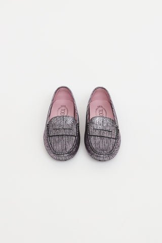 Tod
s Purple Metallic Driving Loafer