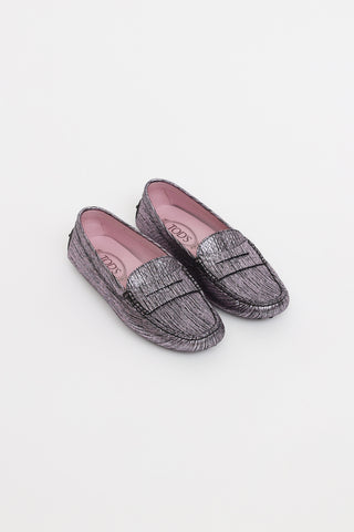 Tod
s Purple Metallic Driving Loafer