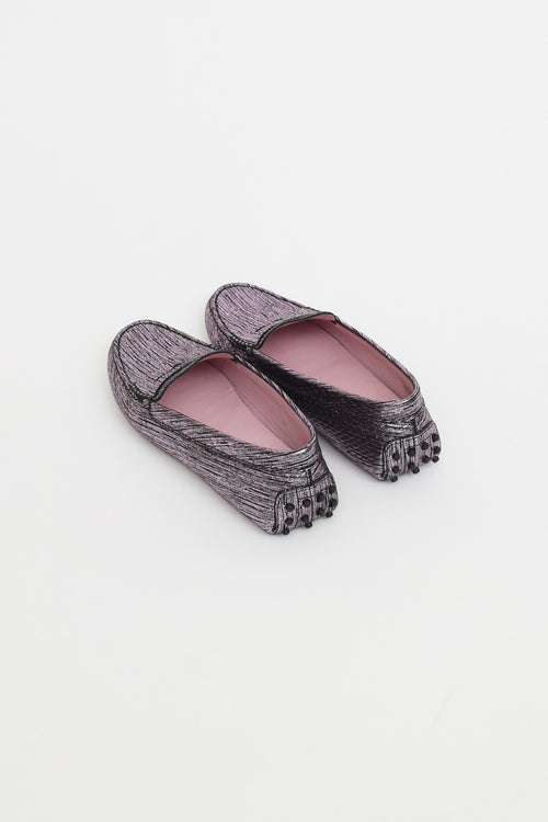 Tod
s Purple Metallic Driving Loafer