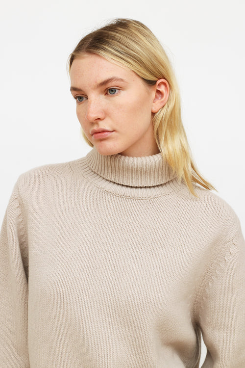 Totême Grey Wool Knit Turtleneck Sweater