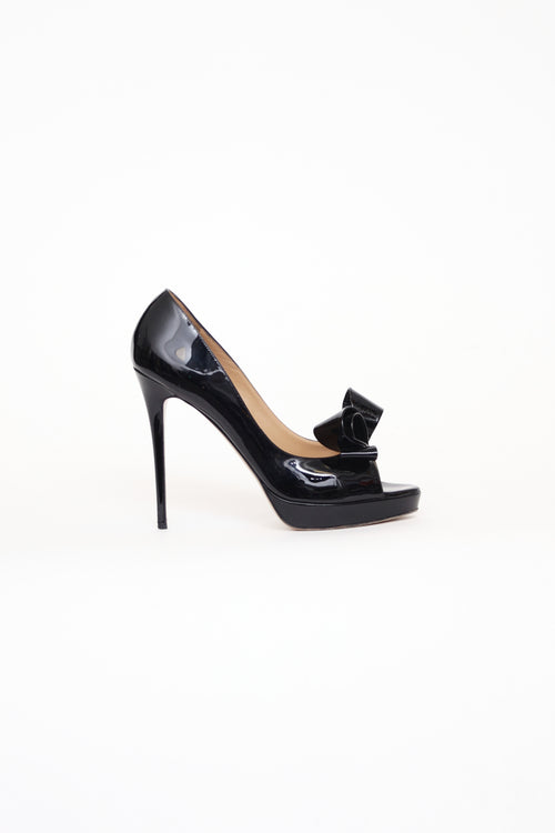 Valentino Black Patent Peep Toe Pump