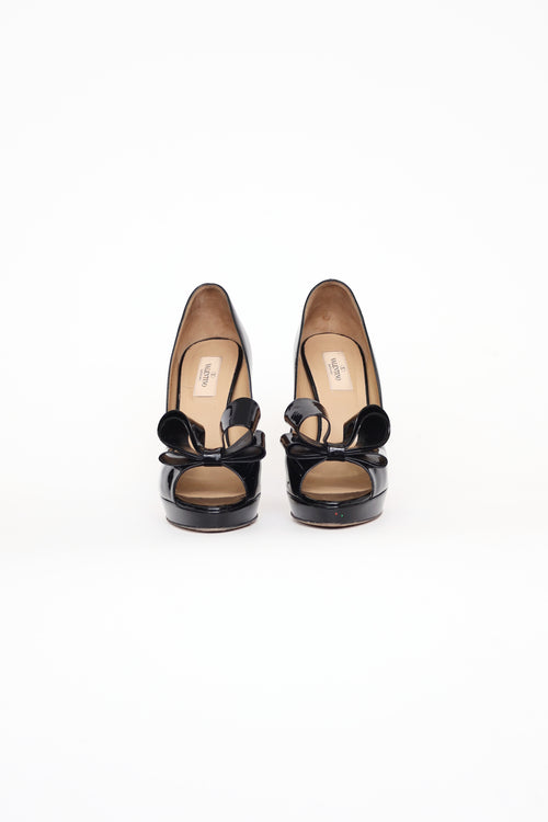 Valentino Black Patent Peep Toe Pump