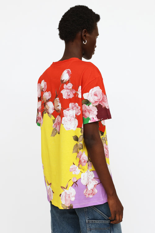 Valentino Red Yellow 
Purple Floral Logo Top