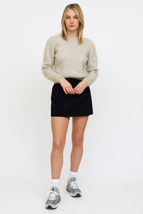 Red Valentino Navy Corduroy Mini Skirt