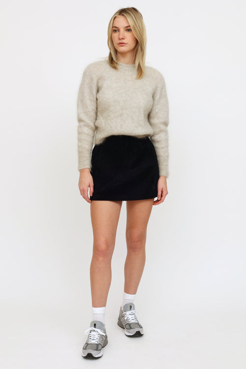 Red Valentino Navy Corduroy Mini Skirt