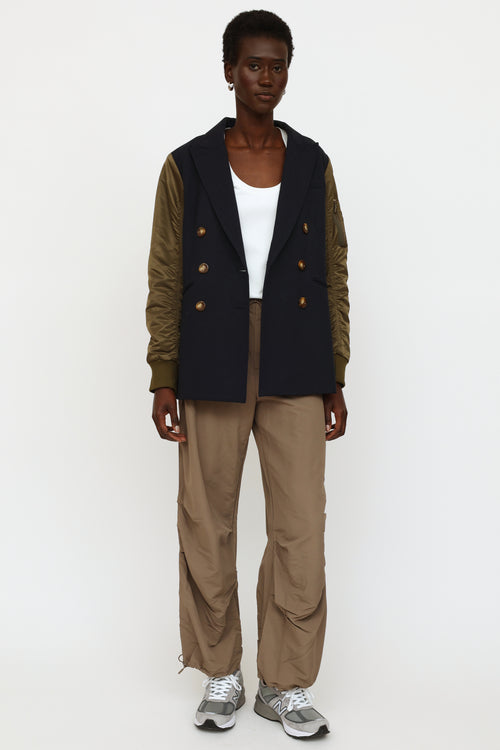 Veronica Beard Navy 
Green Panel Jacket