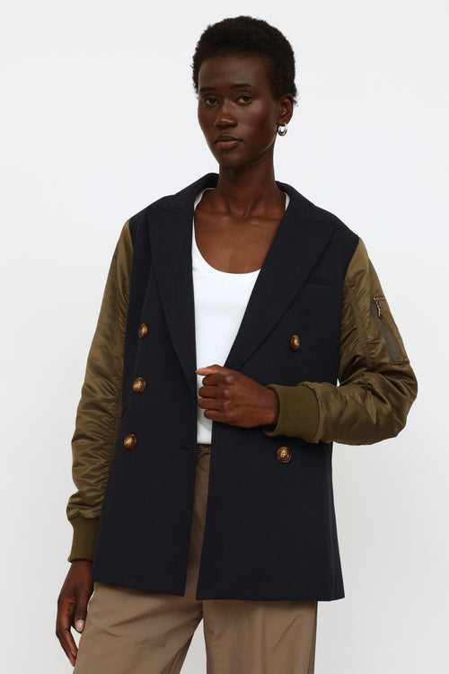 Veronica Beard Navy 
Green Panel Jacket