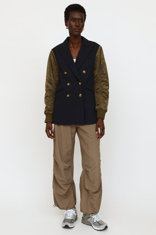 Veronica Beard Navy 
Green Panel Jacket