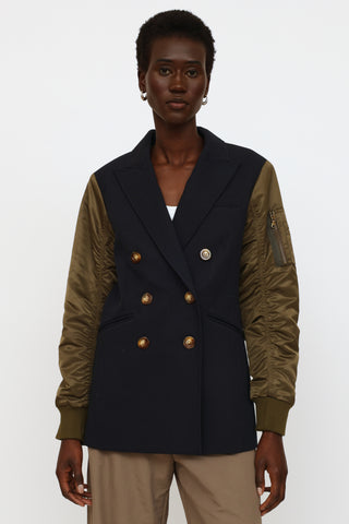 Veronica Beard Navy 
Green Panel Jacket