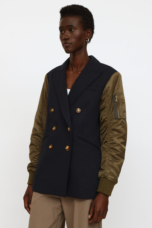 Veronica Beard Navy 
Green Panel Jacket