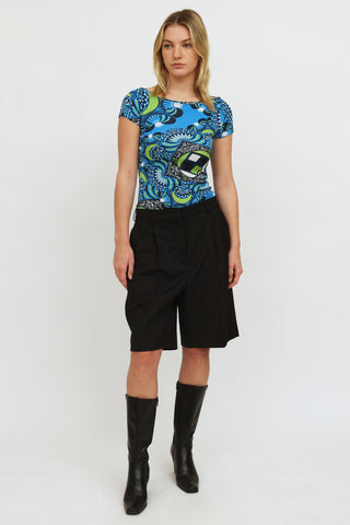 Versace Blue 
Green Printed Top