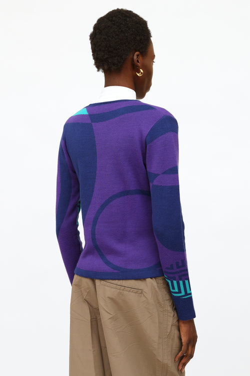 Versace Purple 
Teal Embroidered Sweater