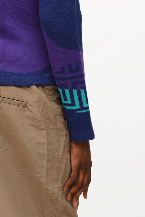 Versace Purple 
Teal Embroidered Sweater