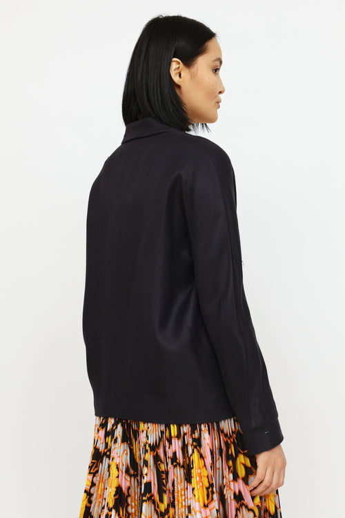 Victoria Beckham Navy Double-Breasted Blazer