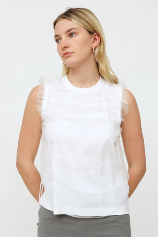 Noir Kei Ninomiya White Tulle Sleeveless Top