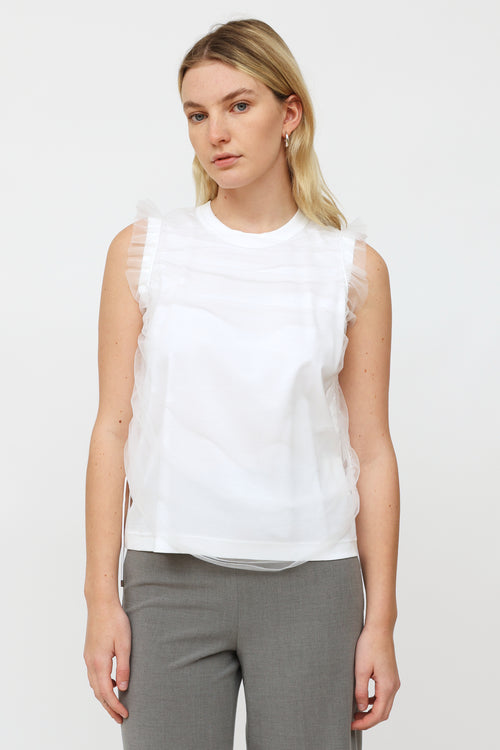 Noir Kei Ninomiya White Tulle Sleeveless Top