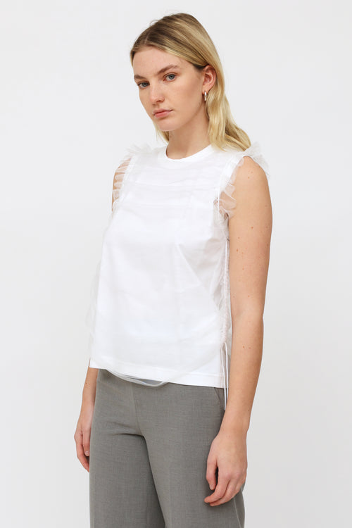 Noir Kei Ninomiya White Tulle Sleeveless Top