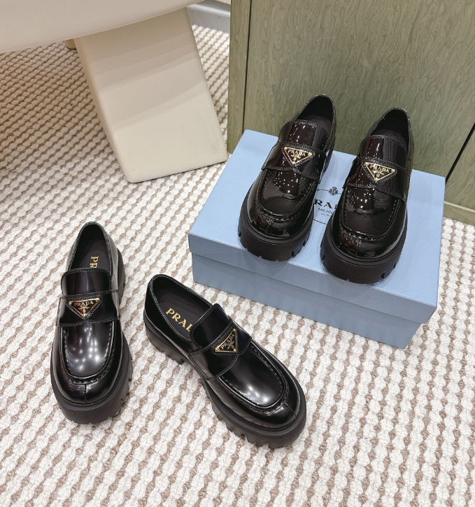 Prada Brushed leather Monolith loafers